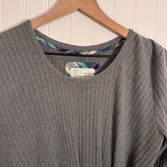 Anthropologie Saturday Sunday Gray Knit Ribbed 3/4 Sleeve Midi Dress Size Small - Picture 4 of 11
